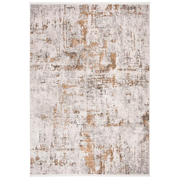 SAFAVIEH Shivan Gray/Gold Doormat 3 ft. x 5 ft. Geometric Area Rug