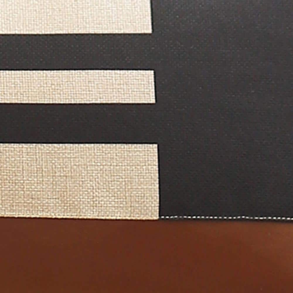 Bohemian Handmade Vegan Faux Leather Brown and Black Geometric Lumbar Pillow