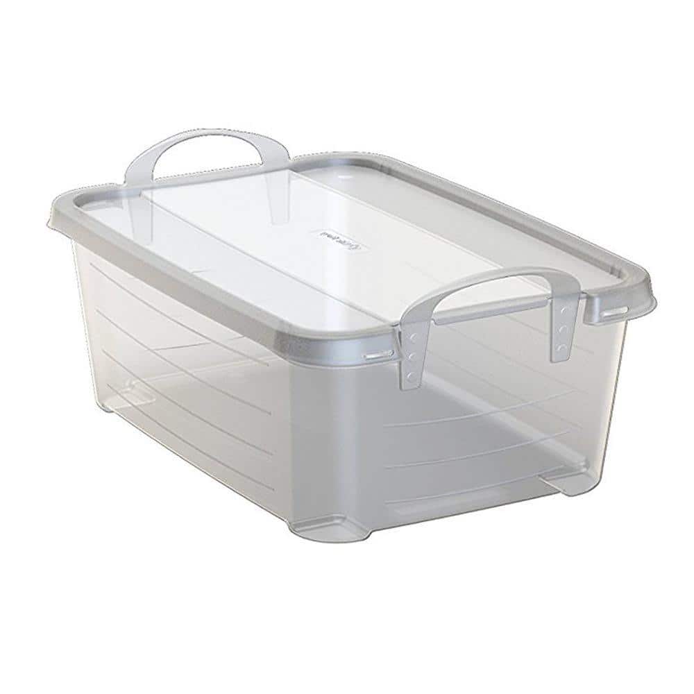Clear White Stackable Plastic Lidded Storage Box Set