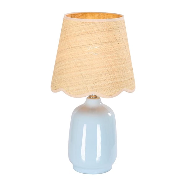 18.9 in. Light Bule Table Lamp with Rattan Lace Shade