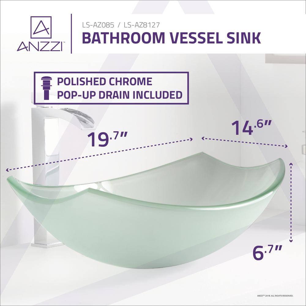 Lustrous Frosted 19.7'' Clear Glass Oval Vessel Sink