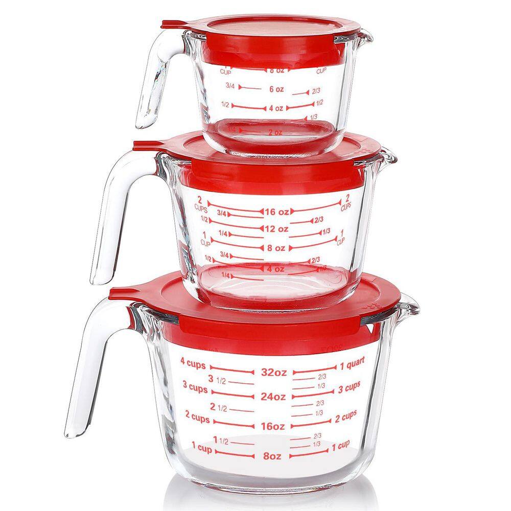 Plastic Measuring Cups With Angled Handles - 500ml/1000ml Clear Kitchen Measuring Cups With Lids