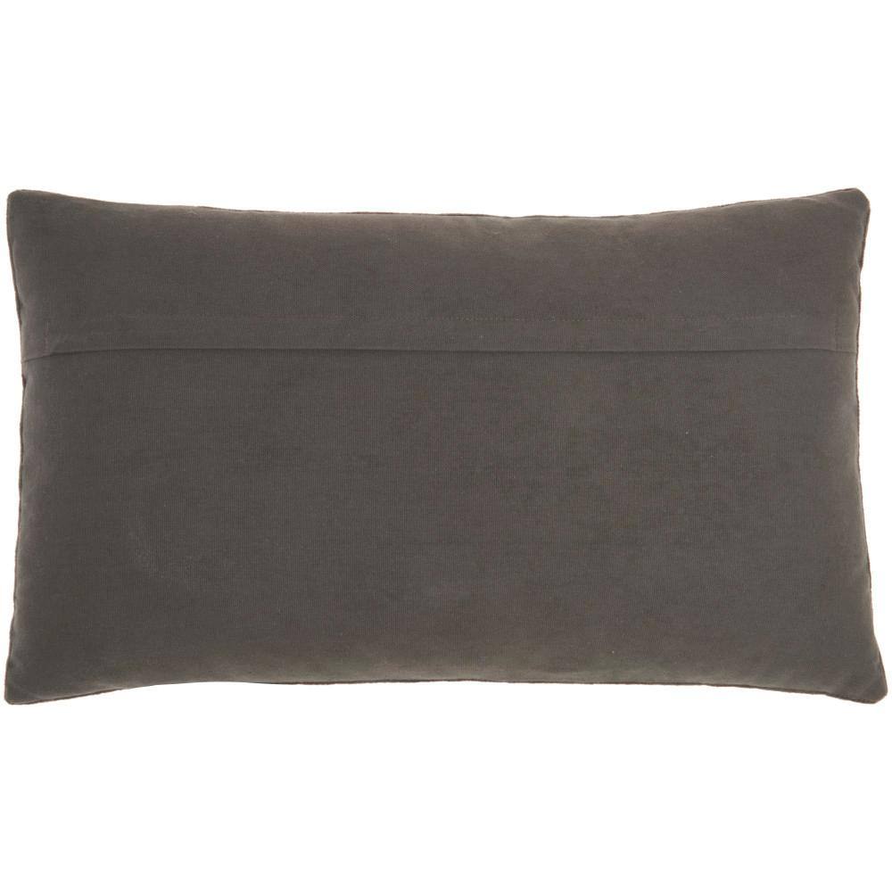 Sofia Dark Grey Beaded Floral Lumbar Throw Pillow 12" x 20"