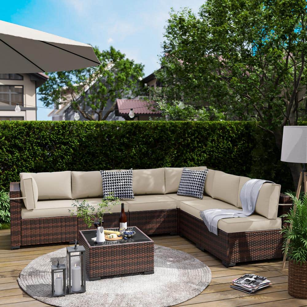 7-Piece Wicker Patio Conversation Set with Cushions price history on PriceWatchPro