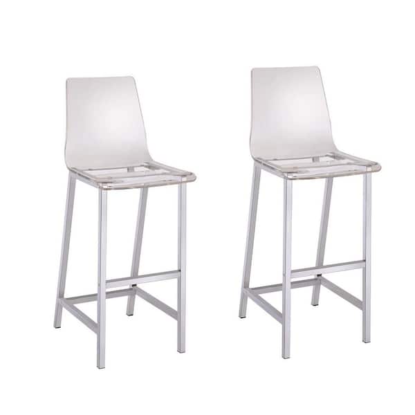 Everyday 30 in. Clear and Chrome Acrylic Bar Stool (set of 2)
