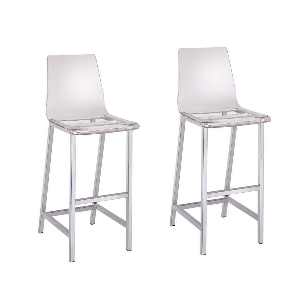 Coaster Everyday 30 In Clear And Chrome Acrylic Bar Stool Set Of 2 100295 The Home Depot