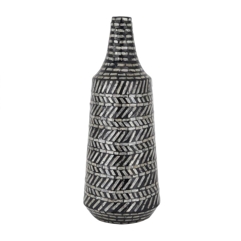 Modern Black and White Mother of Pearl Bud Vase
