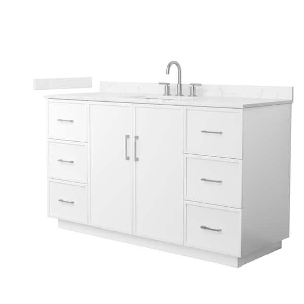 Elan TK 60 in. Single Freestanding White Bath Vanity with Carrara Cultured Marble Top