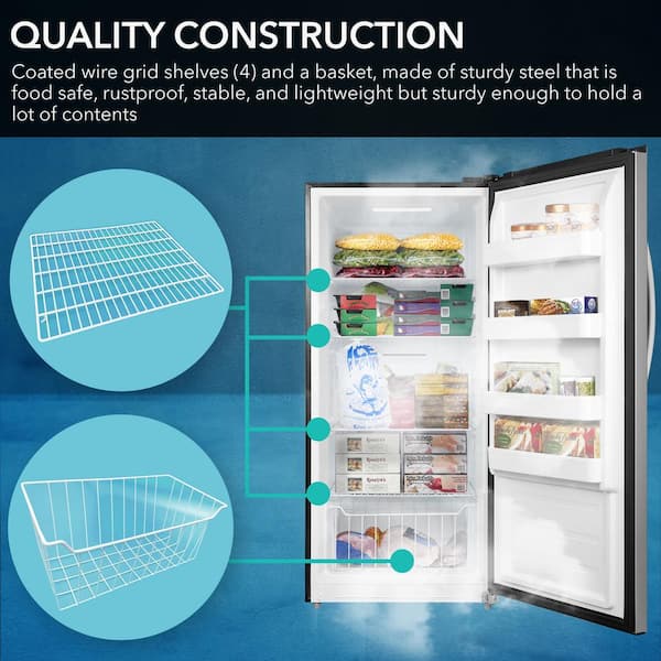 Smad Upright Freezers 13.8 Cu.ft, Convertible Freezer Refrigerator Upright,  Frost Free, Single Door, Recessed Handle, Stand up Deep Freezer/Fridge for