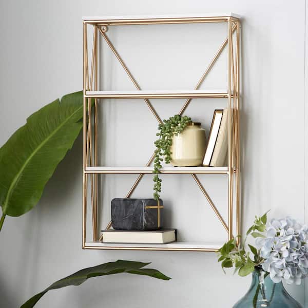 Litton Lane Blue 3 Shelves Wood Wall Shelf with Knotted Rope (Set of 3)