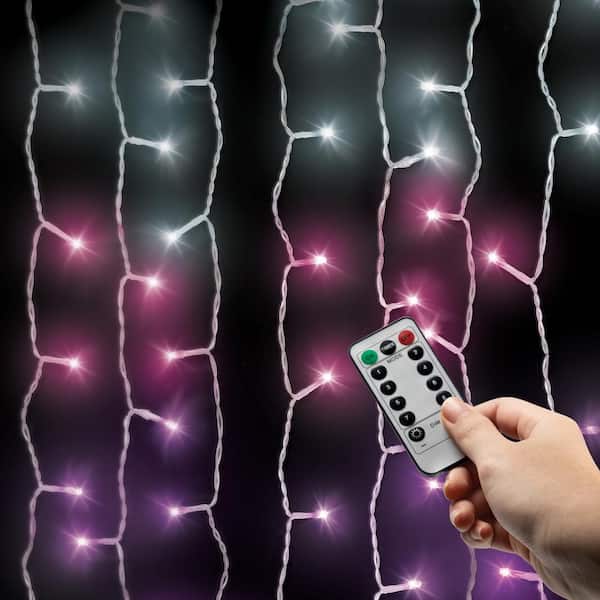 Unbranded 112 Ombre Light 4.2 ft. x 5 ft. Indoor Battery Operated Integrated LED Curtain String Lights with Remote Control