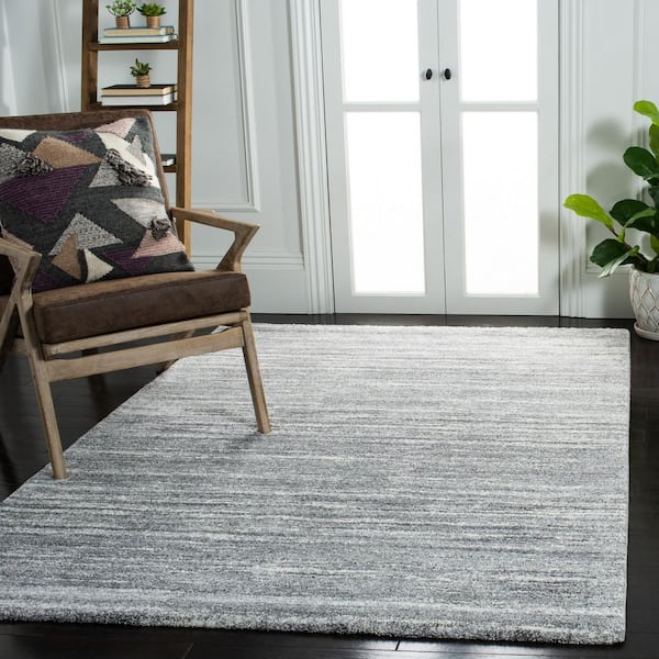 Cyrus Shag 9 ft. x 12 ft. Gray/Ivory Abstract Striped Area Rug