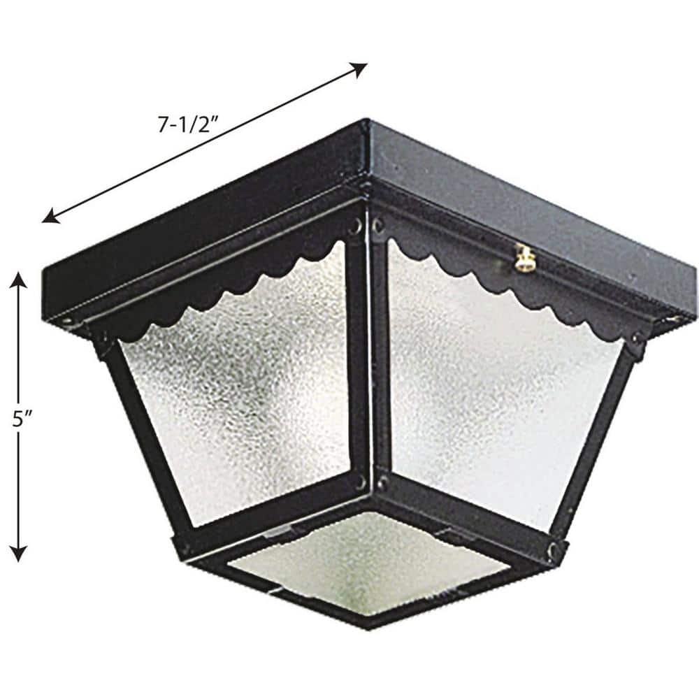 Matte Black and Bronze Scalloped Glass Ceiling Mount Light