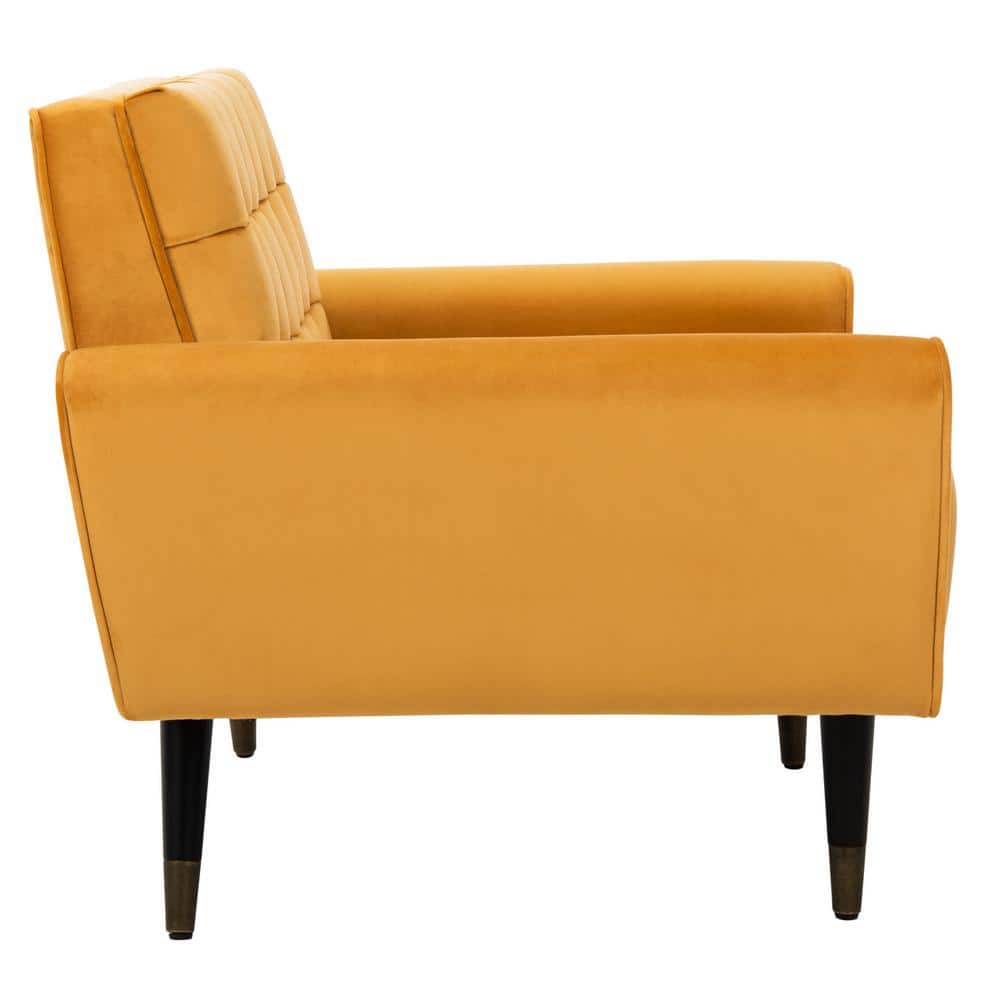 Marigold Velvet Tufted 33" Accent Chair with Black Wood Legs