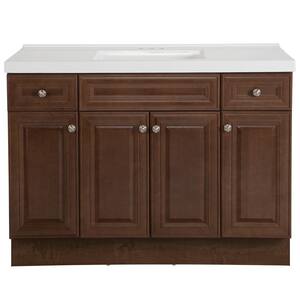 Glensford 49 in. W x 22 in. D Bathroom Vanity in Butterscotch with Cultured Marble Vanity Top in White with White Sink