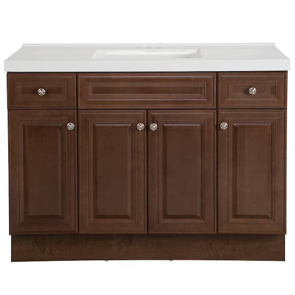 Glensford 49 in. Single Sink Butterscotch Bath Vanity with White Cultured Marble Top (Assembled)