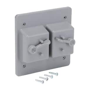 2-Gang Non-Metallic Weatherproof Toggle Switch Cover, Gray