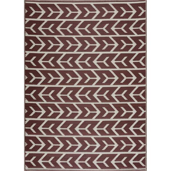 Unbranded Amsterdam Brown and Creme 4 ft. x 6 ft. Geometric Polypropylene Indoor/Outdoor Rug