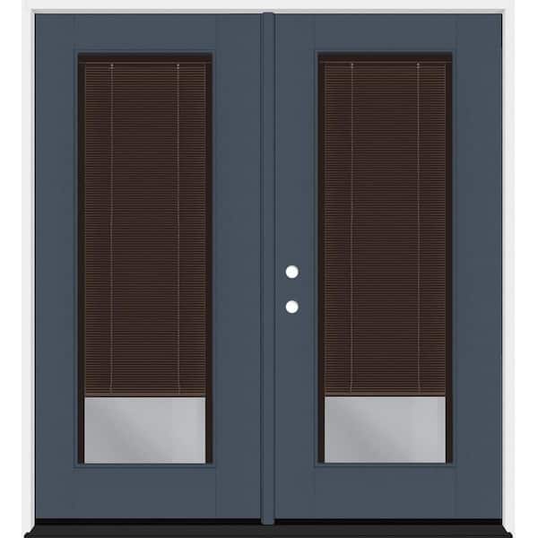 Steves & Sons Legacy 72 in. x 80 in. Full Lite Clear Glass Mocha MB Dark Denim RHIS Fiberglass Retro Patio Door with 6 in. Jamb