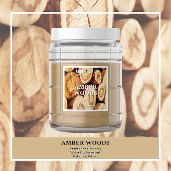 AROMAHOME BY SLATKIN & CO 16 oz. Amber Woods Scented Candle Jar