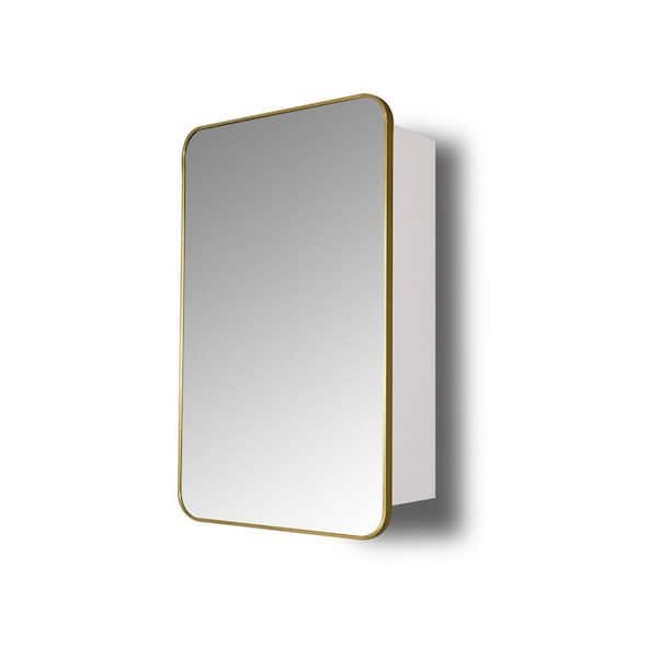 Aoibox 17 in. W x 5.94 in. D x 27 in. H Gold Aluminum Framed Surface Mount Medicine Cabinet with Mirror