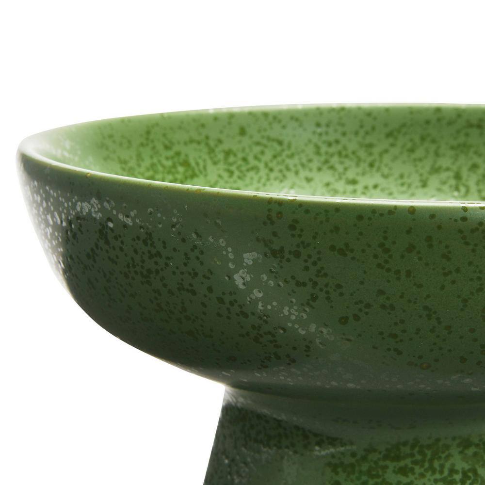 Matte Green Ceramic Footed Serving Bowl, 12.75"