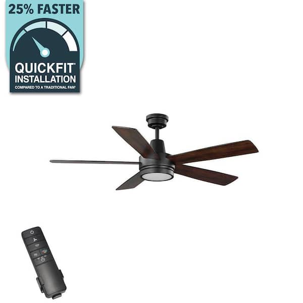 Fanelee 54 in. White Color Changing LED Matte Black Smart Ceiling Fan with Light Kit and Remote Powered by Hubspace