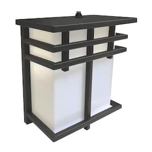 1-Light Black Rectangle LED Outdoor Modern Wall Lantern Sconce with Selectable CCT Switch 3000K, 4000K, 5000K