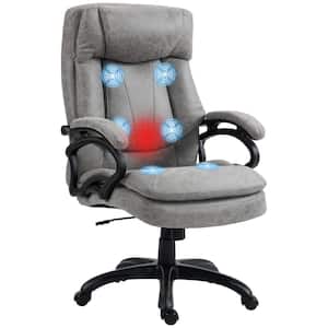 Gray Massage Office Chair with 6 Vibration Points, Microfibre Heated Computer Chair with Adjustable Height and Wheels