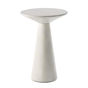 Farmhouse Pedestal 13.5 in. Round Solid Wood End Table in White