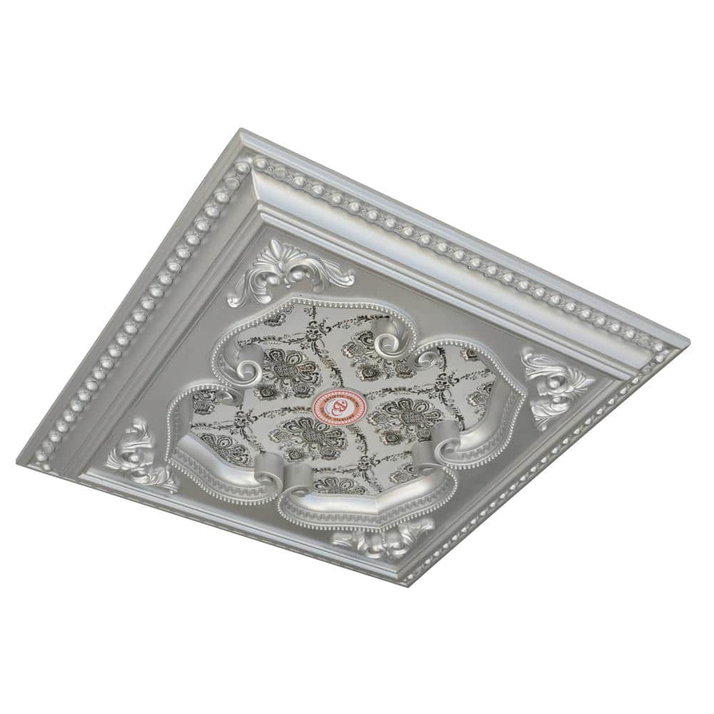 Silver Polystyrene Four Leaf Clover Ceiling Medallion 24"