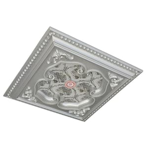 24 in. x 2 in. x 24 in. Silver 4 Leaf Clover Square Chandelier Polysterene Ceiling Medallion Moulding