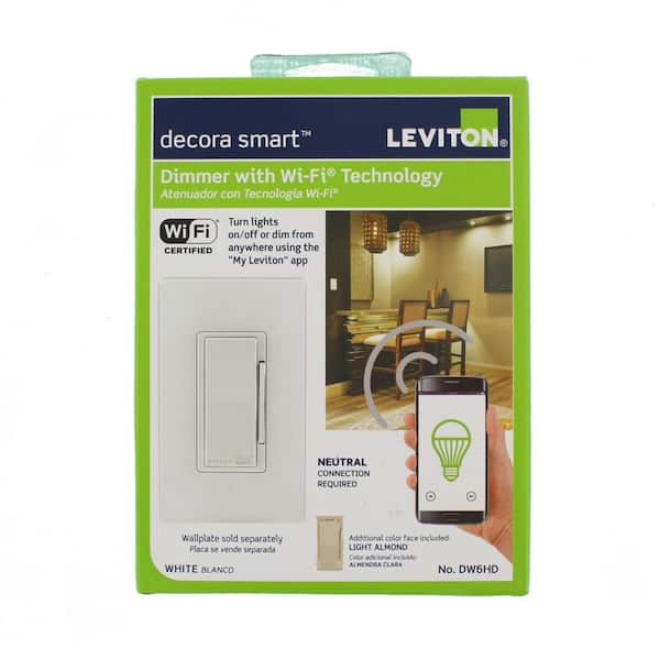 White Leviton R02-DW6HD-2RW Smart Dimmer with Wi-Fi NEW