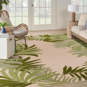 Aloha Ivory Green 9 ft. x 12 ft. Botanical Contemporary Area Rug