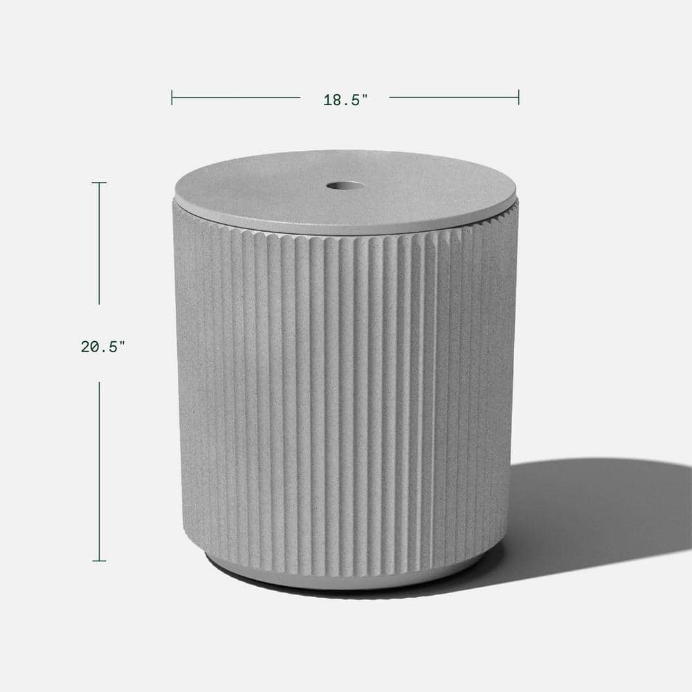 Gray Concrete-Composite Outdoor Umbrella Side Table