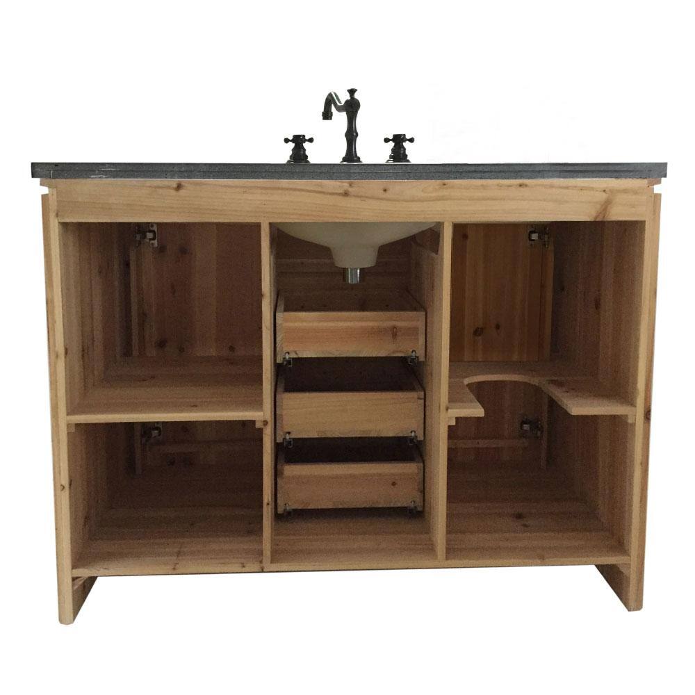 48'' Natural Fir Single Vanity with Black Granite Top