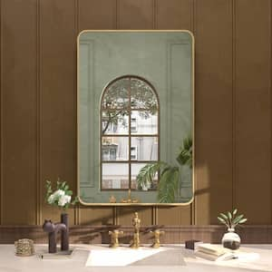 Cosy 24 in. W x 36 in. H Rectangular Framed Wall Bathroom Vanity Mirror in Brass