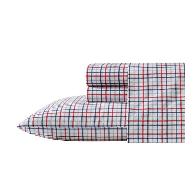 Boating Tattersall 4-Piece Grey Cotton Full Sheet Set