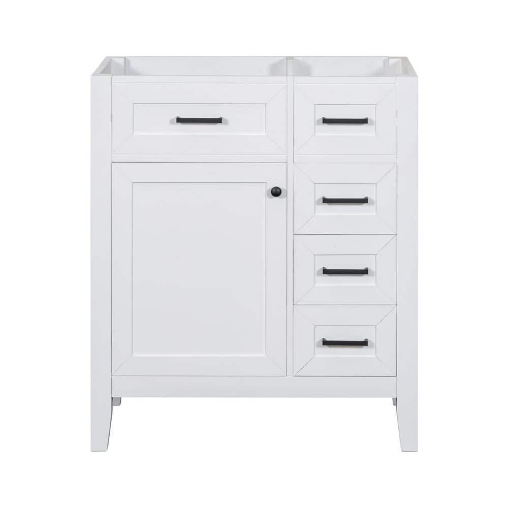30 in. Freestanding Rectangular Bath Vanity Cabinet without Top in White wi