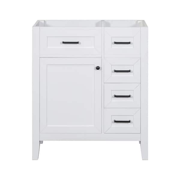 Unbranded 30 in. Freestanding Rectangular Bath Vanity Cabinet without Top in White with Soild Wood Frame, Drawers and Door