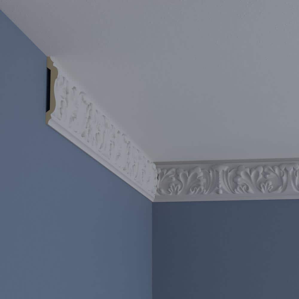 White Polyurethane Benson Acanthus Leaf Crown Moulding