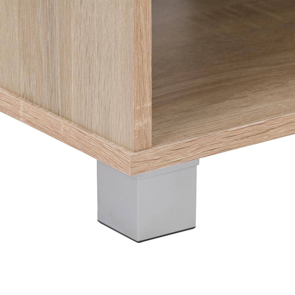 Brown Wood Grain TV Stand with Cabinet for 85" TVs
