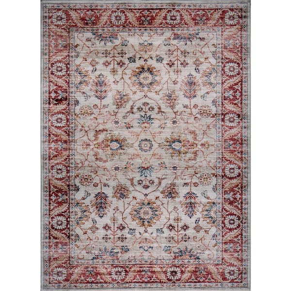 MILLERTON HOME Maeva Rust 5 ft. x 8 ft. Distressed Traditional Area Rug