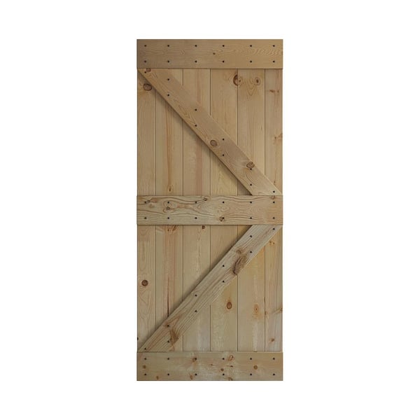 COAST SEQUOIA INC K Series 36 in. x 84 in. Unfinished DIY Knotty Pine Wood Barn Door Slab