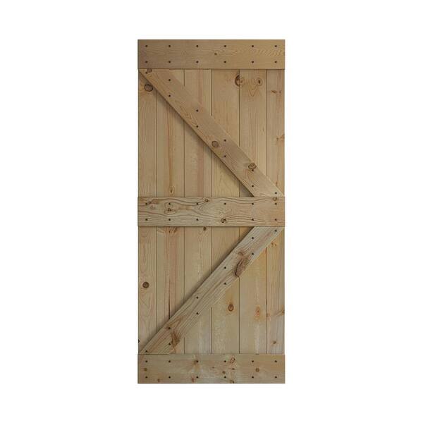 COAST SEQUOIA INC K Series 38 in. x 84 in. Unfinished DIY Knotty Pine Wood Barn Door Slab