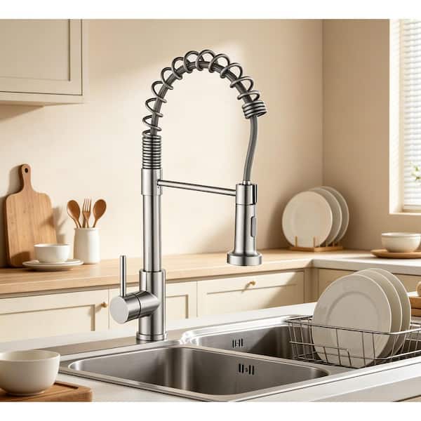 Single-Handle Pull Down Sprayer Kitchen Sink Faucet in Chrome