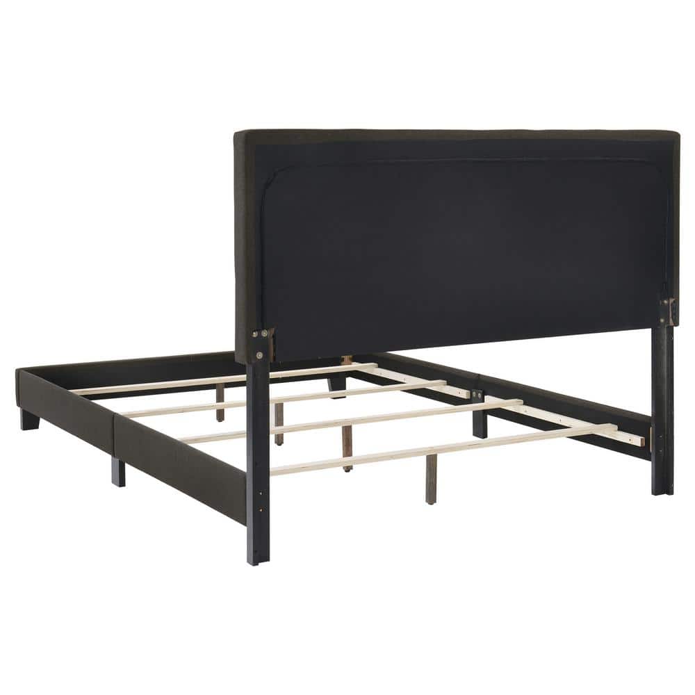 Charcoal Gray Tufted King Bed with Upholstered Headboard