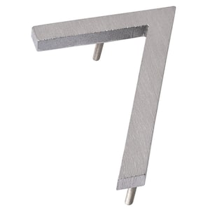4 in. Brushed Aluminum Floating or Flat Modern House Number 7