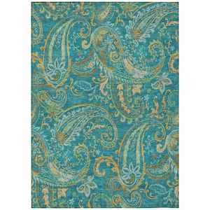 Chantille ACN533 Teal 10 ft. x 14 ft. Machine Washable Indoor/Outdoor Geometric Area Rug
