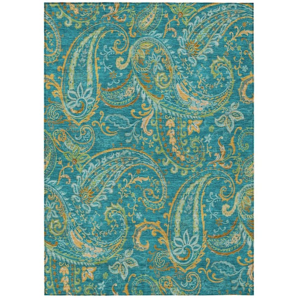 Chantille ACN533 Teal 3 ft. x 5 ft. Machine Washable Indoor/Outdoor Geometric Area Rug